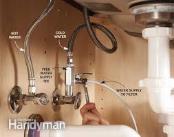 water line for fridge, thru cabinets or