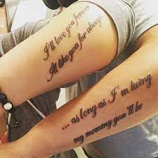 This idea perfectly suits the relationship between a mother and her son. Mother And Son Tattoo From His Favorite Story Tattoo For Son Mother Son Tattoos Mother Tattoos
