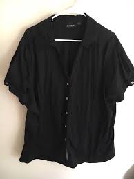 Avenue Women S Plus 26 28 Black Button Down Top Blouse Short Sleeve 3x Avenue Buttondownshirt Casual Blouse Short Sleeve Tops Top Blouse