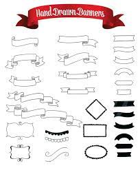 Hand Drawn Decorative Border Ribbons Banners Frames Digital Etsy In 2021 How To Draw Ribbon How To Draw Hands Banner Drawing