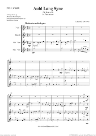 Burns Auld Lang Syne Sheet Music For Flute Quartet Pdf Sheet Music Quartet Auld Lang Syne
