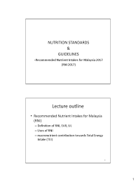 Maybe you would like to learn more about one of these? Nutrition Standards Guidelines Lecture Outline Nutrients Diet Nutrition
