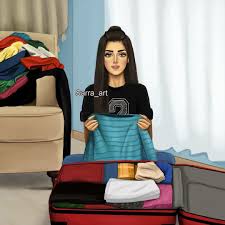 1 809 Likes 158 Comments Sara Ahmed Sarra Art On Instagram احز روووووو مييين مسافر أنااااا اللي في الرسمه وضعي حالي Sarra Art Girly M Cute Cartoon Girl
