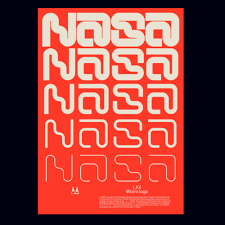 This font includes a license that allows free commercial use: Studio Io Lxii Poster Nasa Worm Logo Tribute Typeface Nasa Graphic Design Nasa Poster Lettering Alphabet
