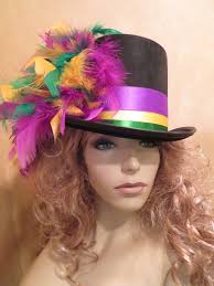 Mardi Gras Ring Leader Top Hat: Feathered Carnival Costume