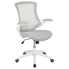 It is fully adjustable with features like seat slide adjustment, tilt tension, headrest heigh and angle adjustment for those suffering neck. Mid Back Light Gray Mesh Swivel Ergonomic Task Office Chair With White Frame And Flip Up Arms