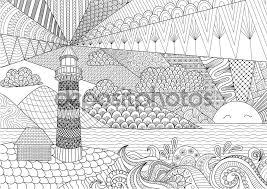 Deniz Manzarasi Hat Sanat Tasarim Kitap Icin Yetiskin Renklendirme Icin Vektor Anti Stres Boyama Stok Stok I Boyama Kitaplari Boyama Sayfalari Cizgi Sanati