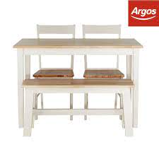 This Classic Dining Set Has A Chunky Look And Is Made With Hardwearing Solid Wood It Comes Complete Wi White Dining Table White Dining Chairs Solid Wood Table