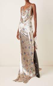 Paco Rabanne Floral-print Chainmail Maxi Dress Fashion Dresses Fancy Gowns