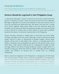 Divorce Should Be Legalized In The Philippines Free Essay Example