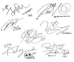 2pm Signatures Jaebum Junho Nichkhun Wooyoung Chansung Taekyeon Junsu Artist Signatures Taecyeon Lee Junho