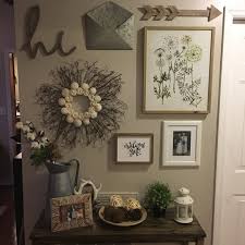 Entryway Gallery Wall With A Rustic Farmhouse Theme Most Pieces Found Hobby Lobby Wall Decor Living Room Room Wall Decor Farmhouse Wall Decor