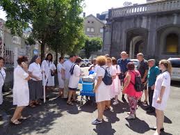 Procession de la ville de lourdes. Pelerinage Accueil Marie Saint Frai Lourdes
