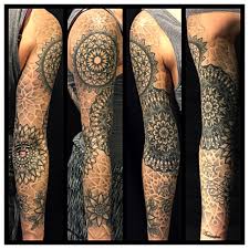 Arm Black And Grey Tattoos For Females Woman Arm Sleeve Of Black And Grey Mandalas And Dotwork Tattoosbyloaf Tatoeage Ideeen Tatoeage Tatoeages