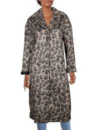 Kate Spade Womens Faux Fur Leopard Print Long Coat Brown S Walmart Com
