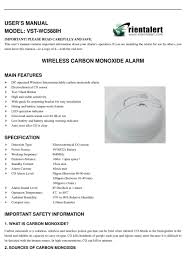 Your carbon monoxide detector, if properly installed five feet from the floor, will detect any form of gas, which will cause it to sound. Rientalert Vst Wc588ih User Manual Pdf Download Manualslib