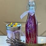 Lavender syrup and sugar and bottle decorating