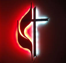 United Methodist Cross Flame Logo Sign With White Red Led Lighting See More At Www Viscardidesigns Com Church Logo Design Led Wall Art Church Logo