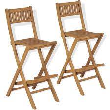 Mefeir 30 tall director chair black folding with side table storage bag,portable makeup artist bar height, aluminum frame 300 lbs capacity, 33.8 l x 19.2 w x 45.6 h. Folding Outdoor Bar Stools 2 Pcs Solid Teak Wood