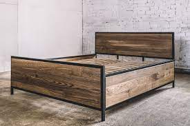 Industrial Wooden Bed Modern Oak Bed Industrial Furniture Etsy Oak Beds Wooden Bed Furniture