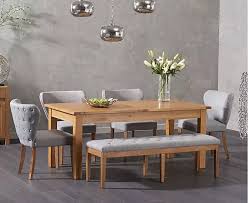 Browse a large selection of kitchen and dining room bench ideas, including wood, metal and upholstered dining room benches. Somerset 180cm Oak Extending Dining Table With Isobel Chairs And Camille Grey Fabric Benche Dining Table With Bench Dining Room Sets Oak Extending Dining Table