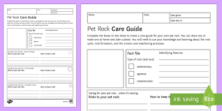 Pet Rock Care Guide Homework Worksheet Pet Rocks Science Teaching Resources Interactive Science Notebook