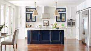 Gift your space magnificence with these superb island cabinets design on alibaba.com. Omega Cabinetry White Kitchen With Custom Blue Island Transitional Kitchen Other By Masterbrand Cabinets Inc Houzz