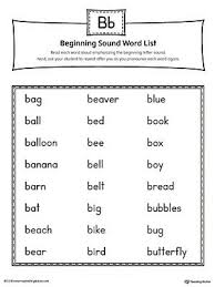 Letter B Words And Pictures Printable Cards Ball Bed Balloon Banana Sound Words B Words List Word List