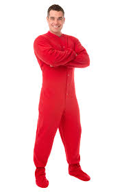Men S And Women S Red Footed Pajamas On Sale Crazyforbargains The site owner hides the web page description. big feet pjs red fleece footed pajamas for women and men