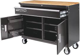 The contractor needed a garage workbench with storage for his multiple projects. Amazon Com 46 In Mobile Storage Cabinet With Wood Top Tool Cart Workbench Home Improvement