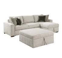 Lazzara Deleon 110.5 in. Straight Arm 3-Piece Microfiber Sectional Sofa  with Reversible Chaise, Pull-out Bed and Ottoman in Sand 8548_4VC2ACLAOT
