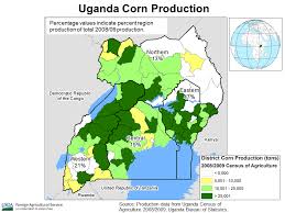 The map shows the country with international borders, provincial boundaries, the national capital kampala, regional capitals, district. East Africa Crop Production Maps