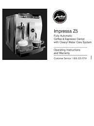 These older jura models and 230v jura models purchased in europe can be traded with gamea revo, a brand new cappuccino machine that is 10 times better than jura. Jura Capresso Impressa Z5 Operating Instructions Manual Pdf Download Manualslib