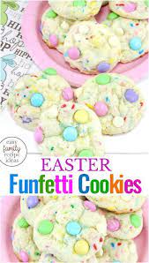 Diese Fruhlings Funfetti Kekse Zu Ostern Sind Weich Und Lecker Funfetti Diese Fr Easter Cookie Recipes Funfetti Cake Mix Recipes Easter Desserts Recipes