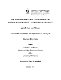 Pdf The Revelation Of John A Description And Critical Evaluation Of The Wirkungsgeschichte Pdf Robert Van Niekerk Academia Edu