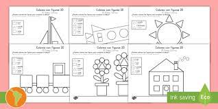 See more ideas about shapes, shape coloring pages, shapes for kids. Color By 2d Shapes English Spanish Colour By 2d Shapes