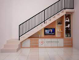 Seperti yang kita ketahui desain tangga rumah minimalis akan membuat ruangan kosong dibawahnya. Trik Memaksimalkan Storage Dengan Desain Lemari Bawah Tangga
