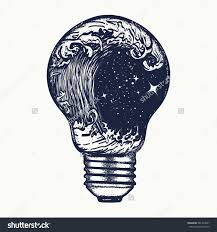 Storm In A Light Bulb Tattoo Symbol Of Adventures Boho Style Great Outdoors Tsunami Waves Tattoo And T Shirt De Lightbulb Tattoo Storm Tattoo Surreal Tattoo