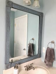 Because floors are rarely level, i suggest finding the middle point of your wall and marking 45″ up from the floor there. How To Make An Easy Diy Bathroom Mirror Frame Momhomeguide Com