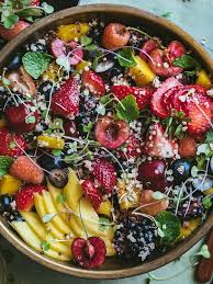 Quinoa Fruit Salad With Microgreens And Maple Lime Glaze Urban Kitchen Affair Microgreens Recipe Quinoa Fruit Salad Microgreens
