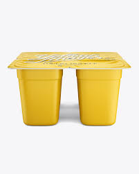 Download 4 Pack Yogurt Mockup In Pot Tub Mockups On Yellow Images Object Mockups PSD Mockup Templates