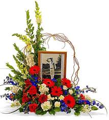 Patriotic Photo Arrangement Funeral Flower Arrangements Memorial Flowers Funeral Flowers