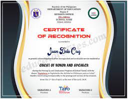 Click on a design of your liking. Certificate Of Recognition For Guest Of Honor Speaker Templates