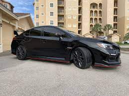 Buy a subaru now & save! 2019 Black Subaru Wrx Sti With Carbon Fiber Lip Kit And Red Pin Stripe Subaru Wrx Subaru Wrx Sti Subaru