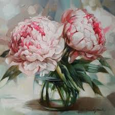 Peonies Painting On Canvas Flowers Original Art Custom Painting Peonies In Glass Floral Art Painti F Flower Painting Original Peony Painting Floral Painting
