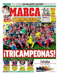 El torneo lo organiza la liga de fútbol profesional (lfp). Atletico Madrid Femenino Are On Marca S Cover Page For Winning La Liga Three Times In A Row Imgur
