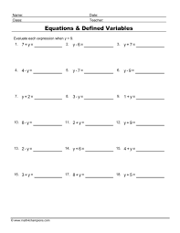 Solving for specific variable worksheet. Algebra Worksheets Algebra Equations And Expressions