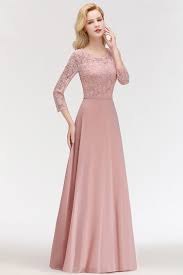 3 4 Sleeve Lace Long Evening Dress In 2020 Dusty Rose Bridesmaid Dresses Rose Bridesmaid Dresses Lace Bridesmaid Dresses