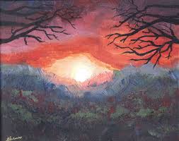 Sunset In Flowerfield Art Print Ek Wonderland Paintings Prints Landscapes Nature Fields Wildflower Flower Fields Artpal