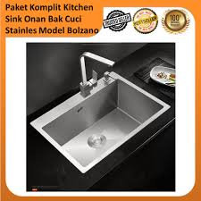 Blanco diamond double bowl drop in sink cinder 33 in 401406 Paket Komplit Bak Cuci Piring Wastafel Cuci Piring Kitchen Sink Tempat Cuci Piring Stainless Onan Shopee Indonesia